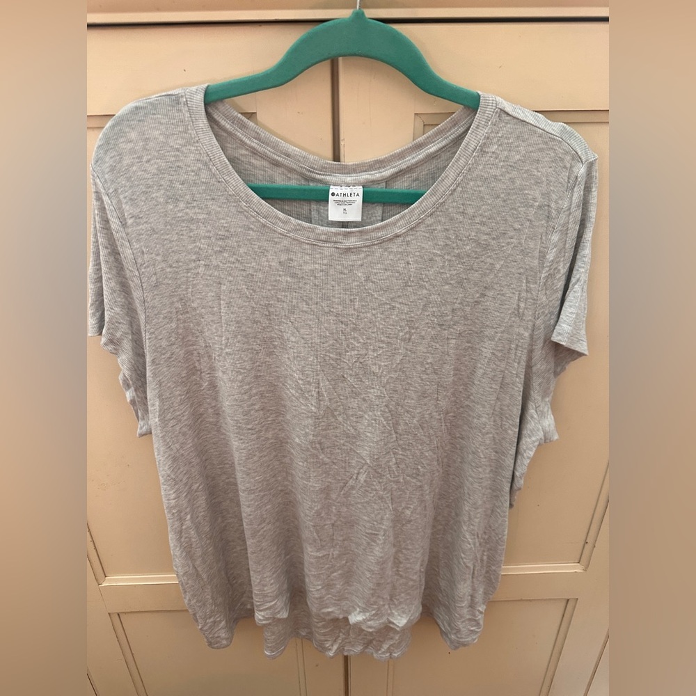 Athleta Light Gray Ribbed Tee